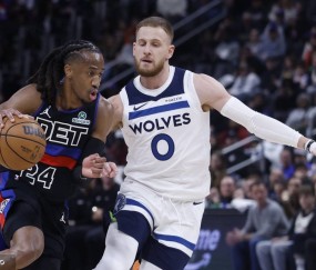 杜伦22+14兰德尔27分 活塞胜森林狼